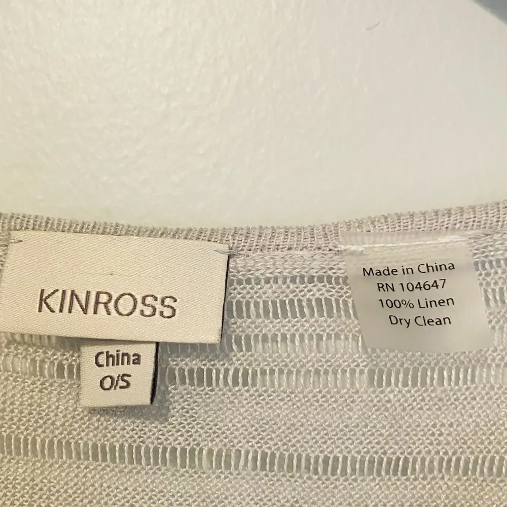 Kinross Fringe Openwork Linen Poncho One Size